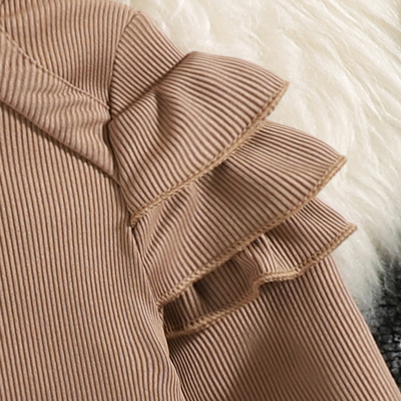 Conyson Winter Hot Sale Children Clothes Knit Long Sleeve Korean Autumn And Winter 2 Pieces High Collar Strip Knitted Girl Set