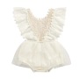 Custom Snap Button Sleeveless Lace Tulle Baby Girls Dresses Summer Romper Baby Newborn
