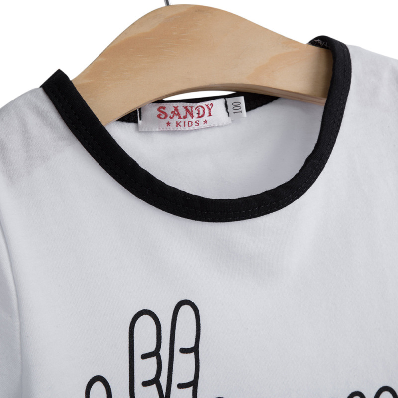 casual kids summer girls 2piece clothing suit set Children's Clothing Ok Letter Printed T-shirt + Holed Leggings Two-piece Suit