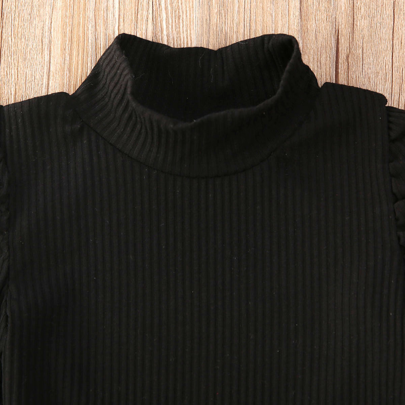 Girls Fashion Clothes 2 Pieces Suit Sweater Tops Hot Sale Kids Solid Color Long-sleeved Top Leather Skirt Girl Clothing Sets