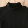 Girls Fashion Clothes 2 Pieces Suit Sweater Tops Hot Sale Kids Solid Color Long-sleeved Top Leather Skirt Girl Clothing Sets