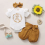 Customized Newborn Baby Girls Printing Clothes Suit Baby Short-sleeve Alphabet Romper + Polka-dot Shorts Sets