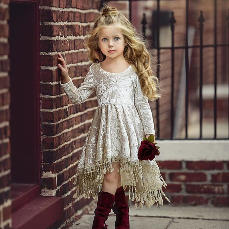 Conyson European and American New Children's Clothing Kids Dress Fishtail Skirt Spring Long Sleeve Cotton Dress for Baby Girls