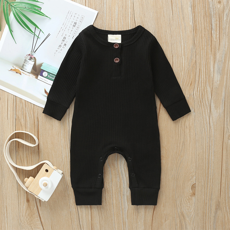 High Quality NewBorn Baby Bodysuit Clothes Ribbed Cotton Button Knitted Long Sleeve Baby Knit Romper