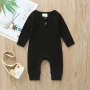 High Quality NewBorn Baby Bodysuit Clothes Ribbed Cotton Button Knitted Long Sleeve Baby Knit Romper