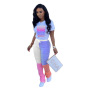 Conyson New Fashion Letter Mixture Printed Colorful T-shirt Patchwork Legging Pants Ruffles Women Lady Casual Outfits Sets