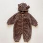 Infant Korean Soft conyson Sleepwear Baby Rompers Knitted Boys Girls bear Jumpsuits 2 Piece Toddler Kids warm hat Sleepwear