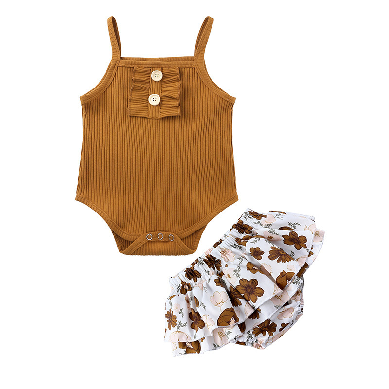 Conyson Hot Sell Casual Newborn Kids Summer Clothing Sets 2pcs Boutique Floral Skirt 1-4 Years Baby Girls Clothes Sets