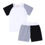 Conyson Custom Logo Summer Bicolor Cotton T Shirt Shorts Toddler Boy Clothing Sets 3M-13Y Kids Girl Clothes 2 pcs Casual Outfits