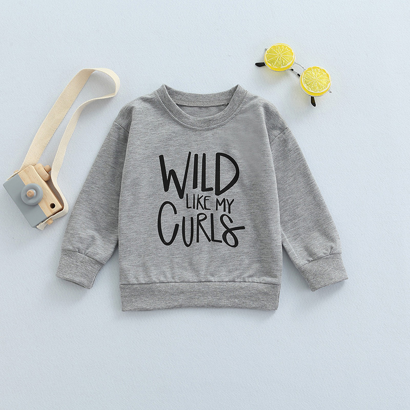 Conyson Wholesale Spring Infant Kids Girls Tops Clothes Baby Letter Print Long Sleeve Pullover Cotton Custom Sweatshirt for Kids