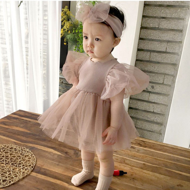 Conyson Wholesale Summer Fashion Dusty Pink Ruffled Princess Birthday Mesh Tutu Baby Girls Party Dresses