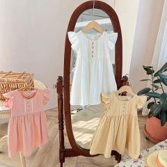 Conyson Wholesale 2023 Embroidery Summer Ruffle Flower Casual 2-8 Years Fairy Flying Sleeve Formal Wedding Kids Princess Dress