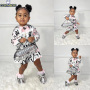 Conyson Hot Wholesale Europeon Style Spring Autumn Letter Printing Design Hoodie Long Sleeve Girls Kids Two Piece Skirt Sets