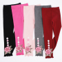Wholesale Europe Little Girl's Ankle Flower Fashion Skinny Full Legging Cotton Leggings