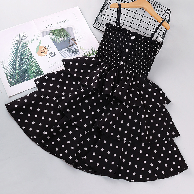 High Quality Knitted 100% Cotton Knee-Length Layered Dress Children Kids Apparel Girl Dress