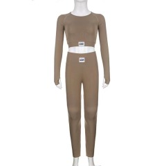 Conyson Wholesale Athletic Clothing Ladies Gym Fitness Sports Workout Yoga Clothes Activewear Seamless Women Crop Top Yoga Set