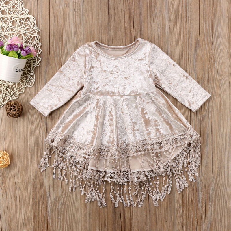 Conyson European and American New Children's Clothing Kids Dress Fishtail Skirt Spring Long Sleeve Cotton Dress for Baby Girls