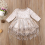 Conyson European and American New Children's Clothing Kids Dress Fishtail Skirt Spring Long Sleeve Cotton Dress for Baby Girls