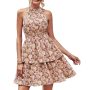 Conyson New Arrivals Summer Wholesale Women Vintage Floral Printed Backless Sleeveless Halter Neck Women's Long Elegant Dress
