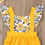 Factory Supply Square Collar Yellow Floral Baby Girls' Ruffle Rompers Baby Girl Romper Baby Clothes Newborn