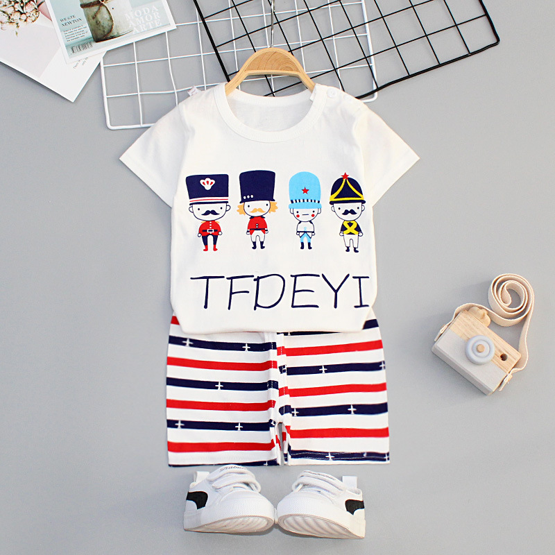 Childern Suits 100% Cotton Children Boutique Clothing Sports Suit Kids Clothes Baby Boy Summer Clothes 2 Pcs Sets