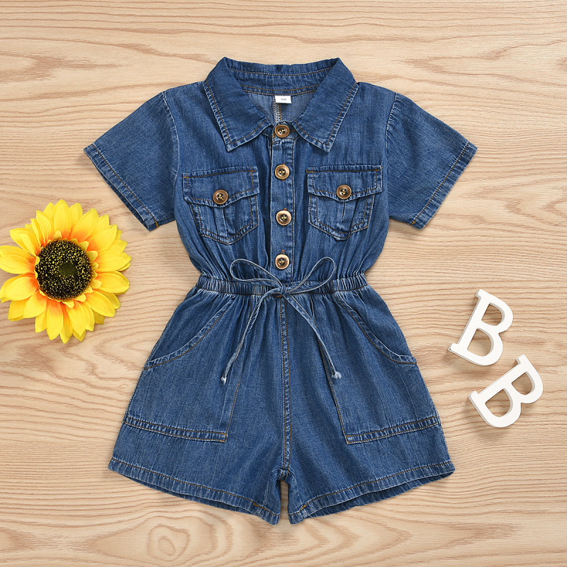 Summer Casual Jean Jumpsuit Kids Baby New Clothes Baby Clothes Summer Denim Romper Clothes Girl Jumpsuit