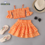 Conyson Hot Sale Summer Girls Printed Beach Fashion Halter Cake Children Dot Kids Clothing Skirt Set for 2-7 Years Girls