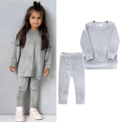 Conyson Casual Kids Girl Jogging Set Sportswear Infant Girls Long Sleeve Sweater Outfit Customized 2Pcs Clothes Sets