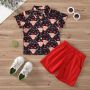 Conyson Summer Newborn Bulk 1-5 Years Unisex Cotton Sweatshirt Baby Gift Stationary Valentine Tracksuit Shirt Button Kids Set