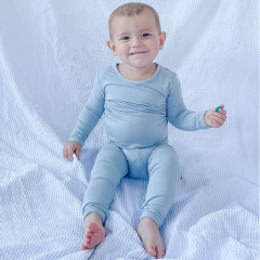 Conysony Hot Sale Unisex Soft Bamboo Long Sleeve Solid Color Leggings Kids Loungewear 2 Pieces Underwear Pajamas Kids Sets