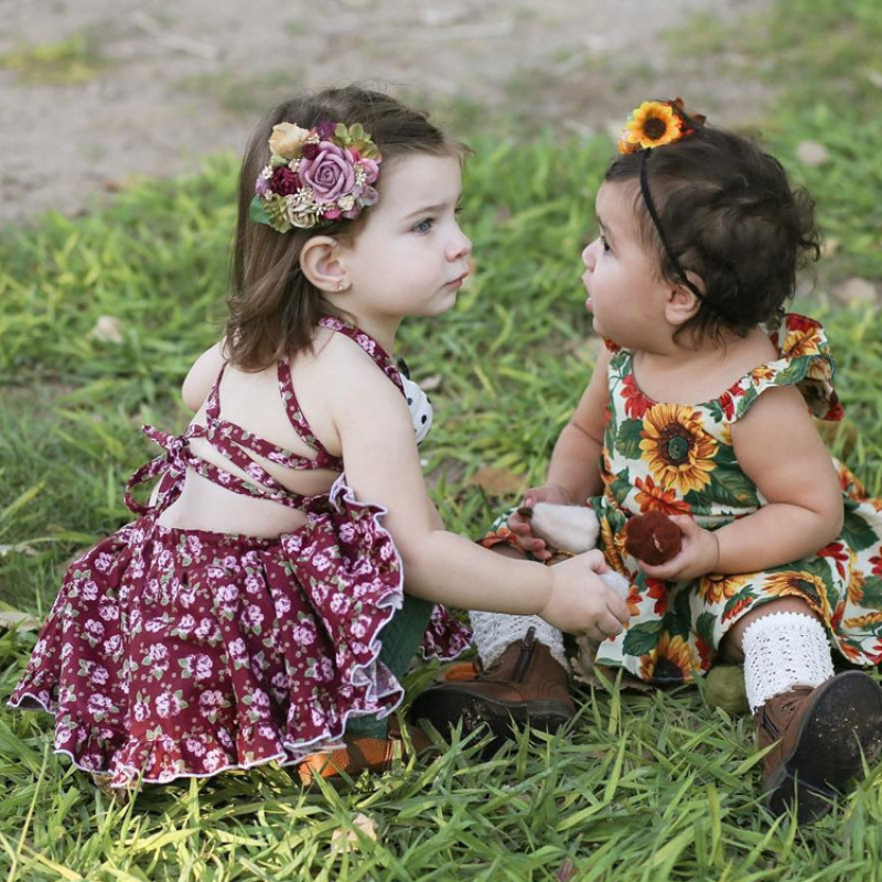 Conyson Summer New Design Kids Cotton Casual Sleeveless Suspender Clothing Children Flower 1-5 Years Baby Girls Dresses