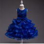 Wholesale Summer Children Dress Exquisite Girl Fluffy Layered Princess Wedding Dress Bow Cute Dress