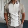 Conyson Western Style Summer Splicing Stripe Polyester Short Sleeve Loose Sports Golf Good Quality Men's T-shirt Polo T Shirts