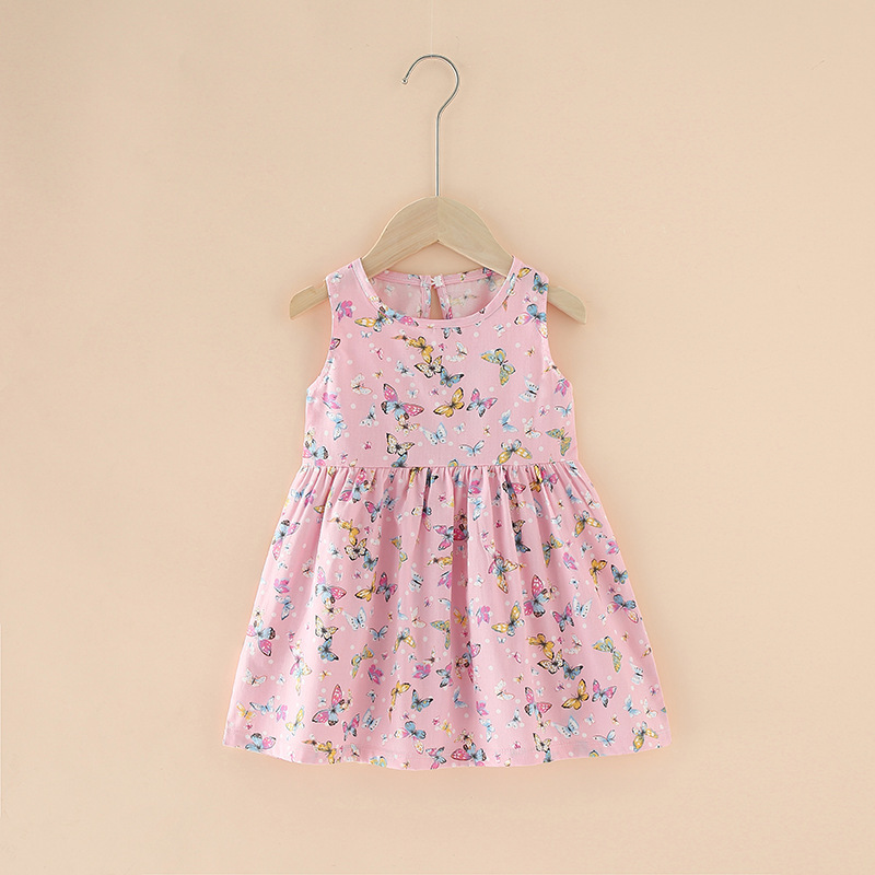 Wholesale Cartoon Sleeveless Kids Clothing Summer Cotton Baby Girl Dresses Summer Girls Dresses Boutique