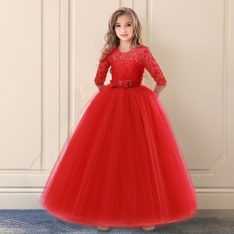 Conyson Hot Fashion Elegant Lace Clothes New Design Princess Party Pageant Long Gown For Wedding Evening Clothing Girls Dress