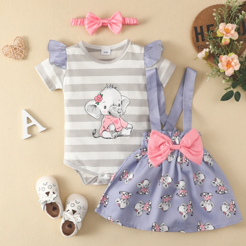 Baby Print Clothing Spring summer Girls cotton clothing casual Short Sleeve girls kids cotton clothes Set