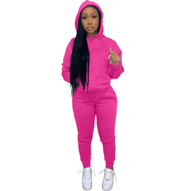 Custom Logo Long Sleeve Hat Top Fit Pants And High Quality Cotton Two Piece Set Women Clothing Gym Joggers And Hoodie Set