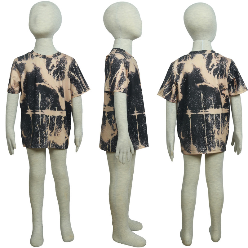 Conyson Wholesale Summer Toddle Boy Cotton Clothes Gold Print Top Baby Boys and Girls Short Sleeve T-shirts