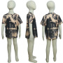 Conyson Wholesale Summer Toddle Boy Cotton Clothes Gold Print Top Baby Boys and Girls Short Sleeve T-shirts