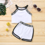 Conyson Wholesale Girl Clothes Set Summer outfit Letter Sleeveless Tank Top Shorts Outfits Fashion New Kids Girl Tracksuit Set