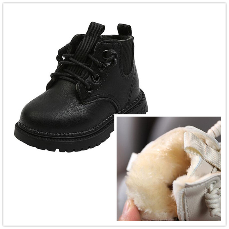 Kids Leather Chelsea Boots Waterproof Children Sneakers Black Toddler Snow Boots Girl Winter Shoe Boy