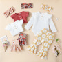 Conyson Newborn Baby Floral Clothes Set Infant Girls Ruffle Shirt Pants 2pcs Outfit Cotton Toddler Girls Flower Clothing Sets