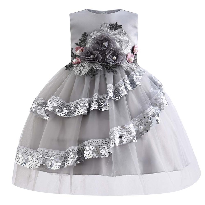 New Style Sequin Flower Girl Birthday Party Wedding Gown Children Girl Dresses Kids Dresses For Girls