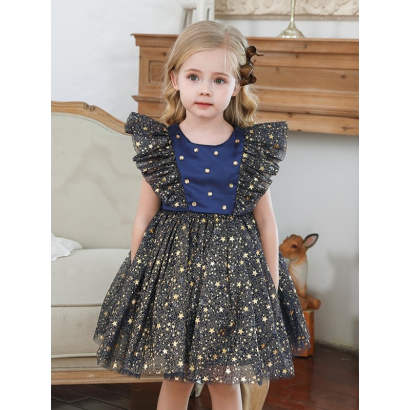 Conyson Princess Dress Girls Sequin Tutu Lace Mesh Birthday Prom Toddle Kids Elegant Party Clothes Children Baptism Dresses