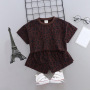 Conyson Fashion Leopard Printed Comfortable Summer Baby Girls Outfit Set Summer Cotton Baby Girl Clothing Sets Top short Pants