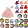 Wholesale Lace Bow Flower Girl Dress Party Wedding Birthday Kids Clothes Elegant Baby Girl Dress sleeveless frock