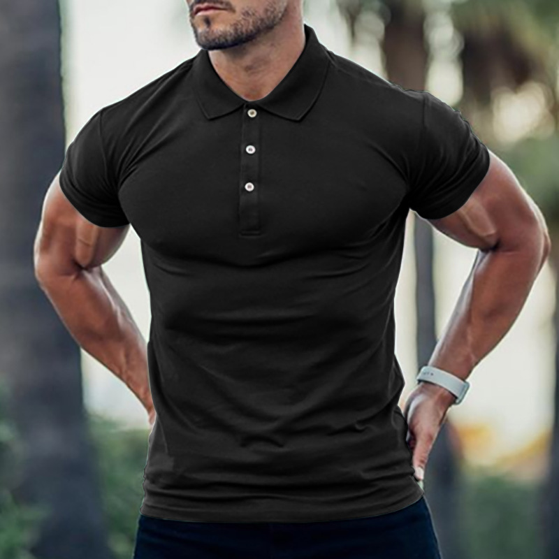 Conyson Fitness Custom Sport Muscle Cotton Button Gym Men's Polo Shirts With Collar Men's Solid Color T-shirt Multi-Color Shirt