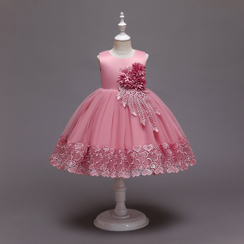 Conyson hot sale Girl Dresses baby Kids clothing Fancy Formal flower Party Long Gown birthday princess Party Girl full dress