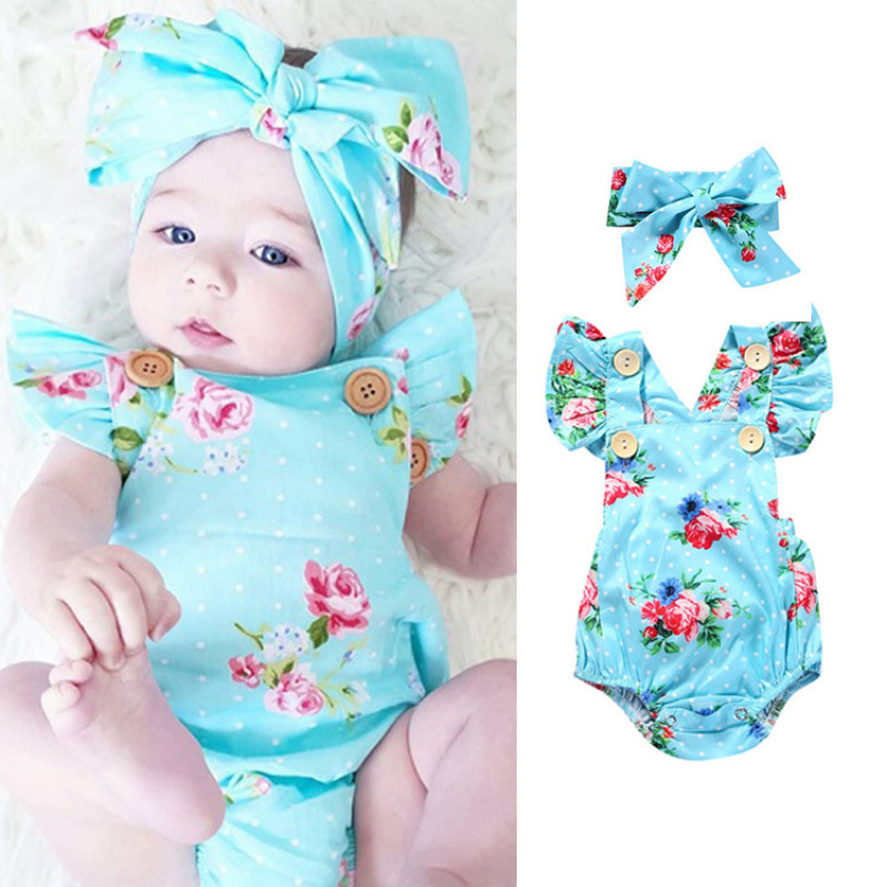 Factory Supply Square Collar Yellow Floral Baby Girls' Ruffle Rompers Baby Girl Romper Baby Clothes Newborn