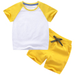 White and yellow + yellow color matching short T suit